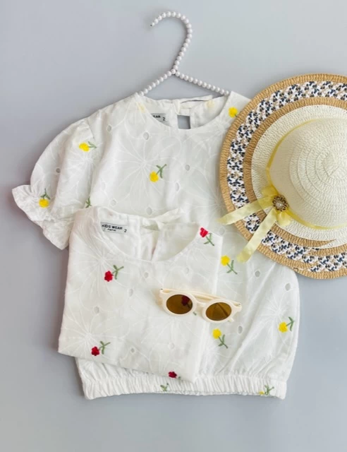 شومیز خامه دوزی گل رز کد 17